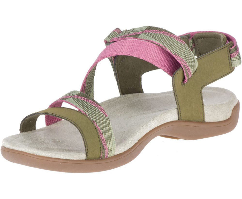 Merrell Sandals Olive - District Mendi Backstrap - Womens 01DPQXHOM